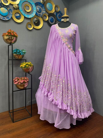 Embroidered Princess Fashion Presents Gown, 3/4th Sleeves