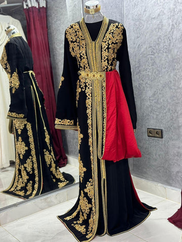 Black Moroccan Embroidered Kaftan