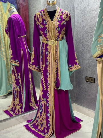 Luxury Moroccan Bridal Dress Handmade Embroidered