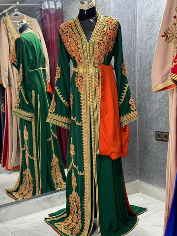 Moroccan Takchita Handmade Embroidered Standard Size Wedding Dress