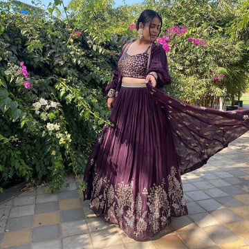 Stitched Maroon Wedding Lehenga Choli