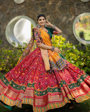 Navratri Wear Multi Color Maslin Cotton Lehenga Choli