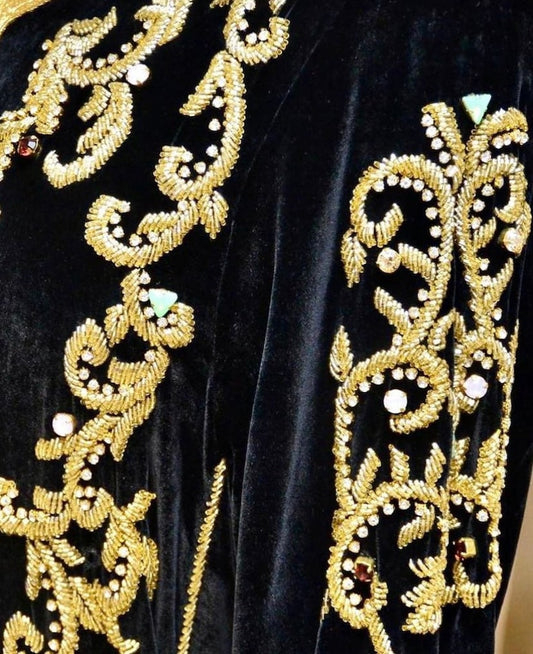 Moroccan Luxurious Black Velvet Caftan