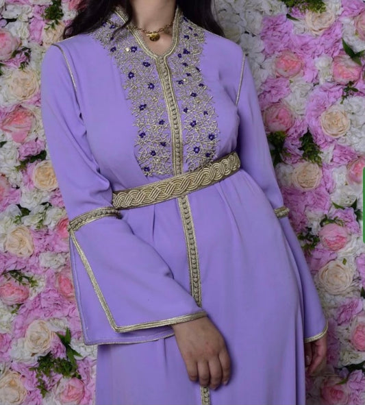 Purple Moroccan Embroidered Caftan