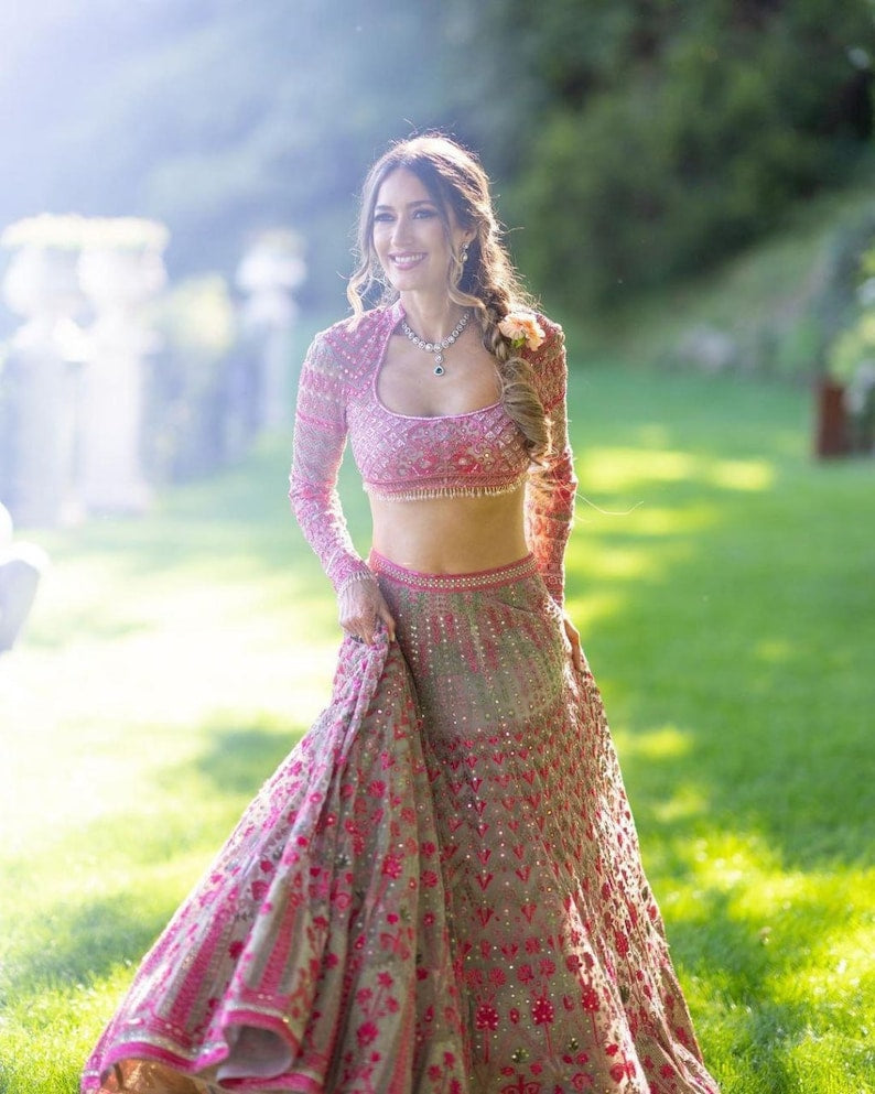 The Premium Quality Clothing Collection Grey georgette thread sequins lehenga choli