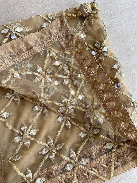 Net Mirror Work Stole width Duppata