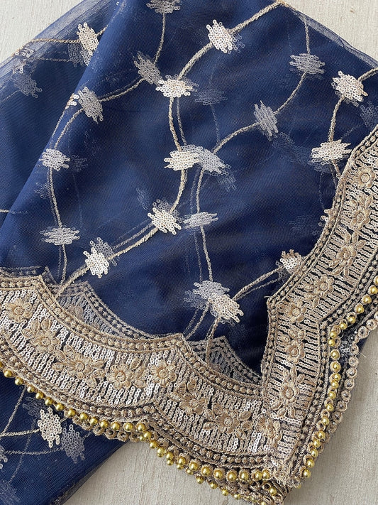 Navy Net Dupatta