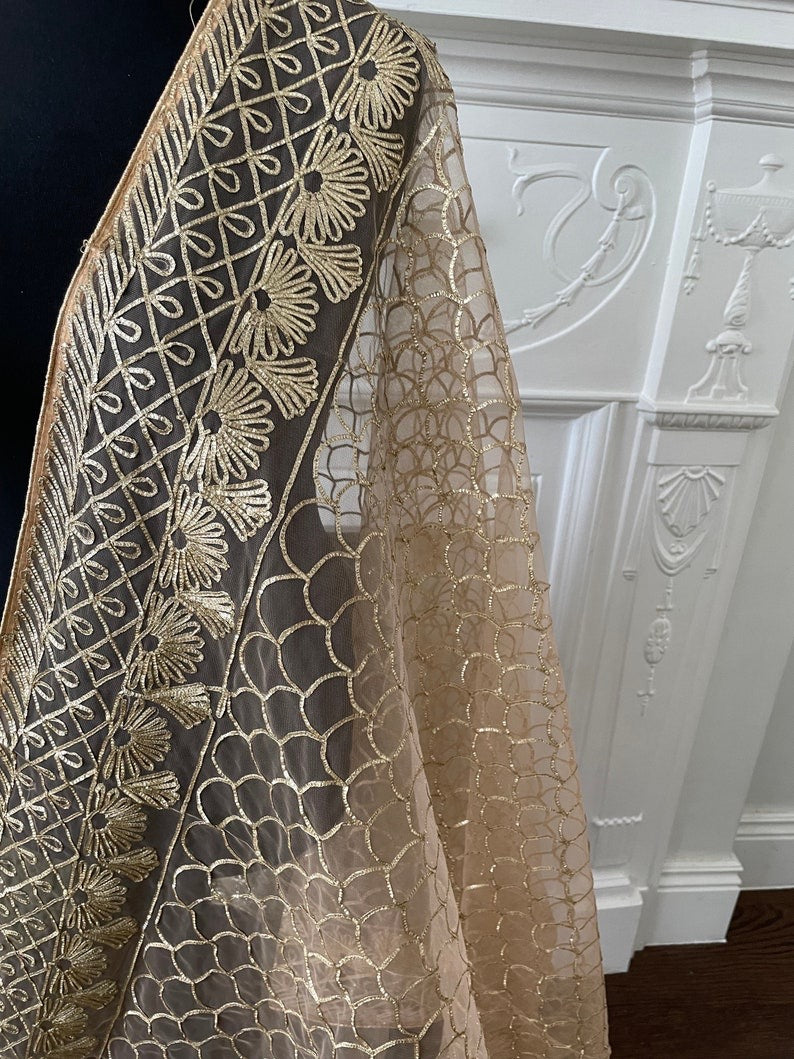 Golden Peach Net Dupattas Gota Work Scarf Chunni