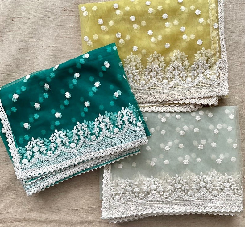 Beautiful Chikankari Lakhnavi style Net Versatile Dupattas