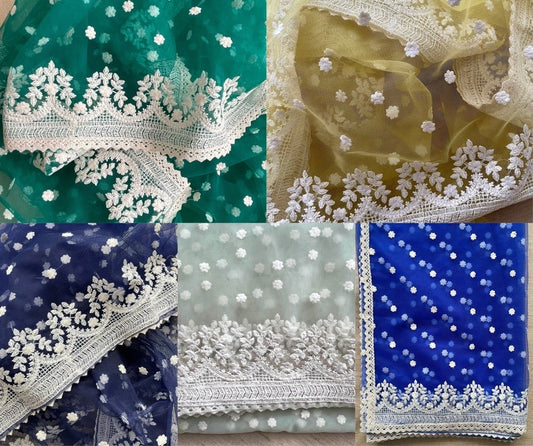 Beautiful Chikankari Lakhnavi style Net Versatile Dupattas