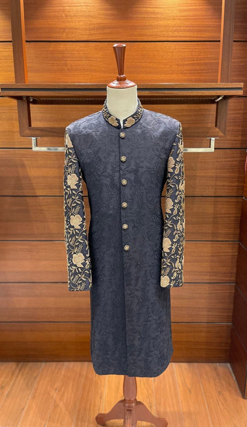 Dusty Navy Blue sherwani for men