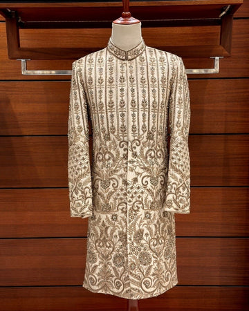 Ivory Gold Sherwani for men,
