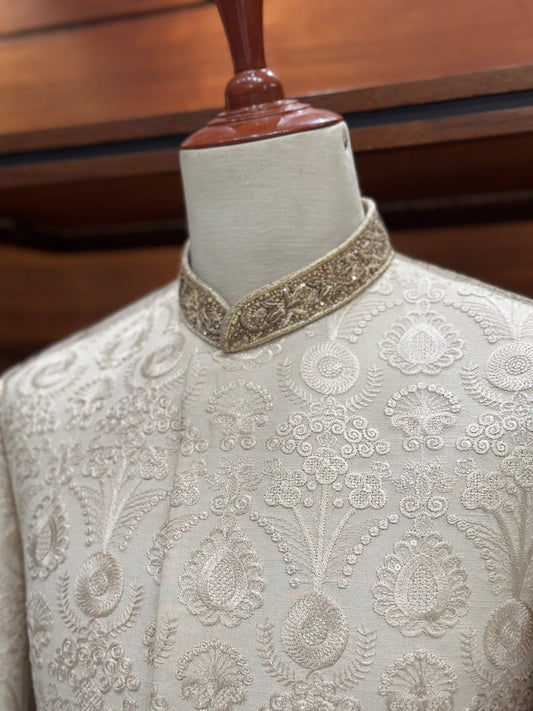 Opulent Cream White Sherwani for men