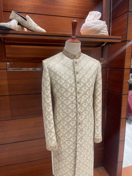 Cream White Sherwani for men