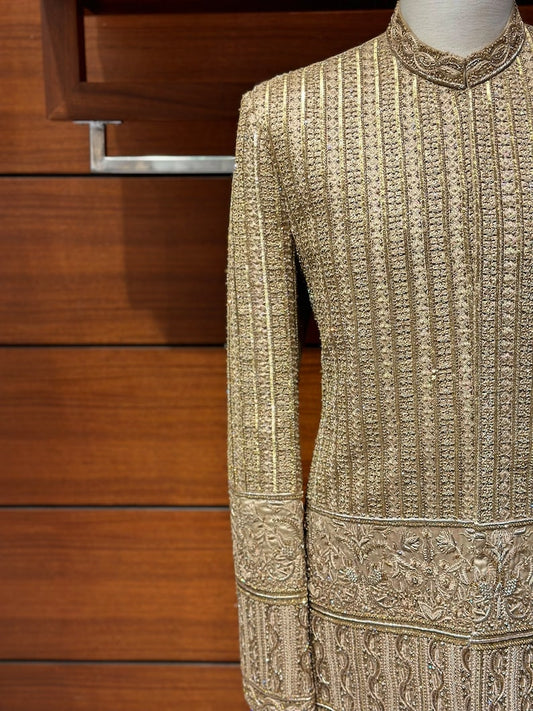 Exquisite Heavy Golden Sherwani for men