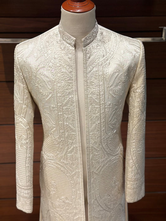 Exclusive Off White Indo western Jacket for men