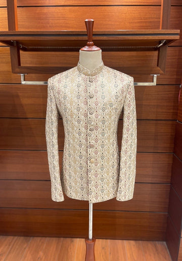 Champagne Mehendi Prince Coat for men