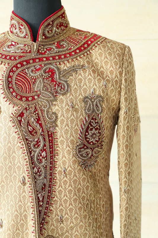 Golden sherwani Men's Luxury