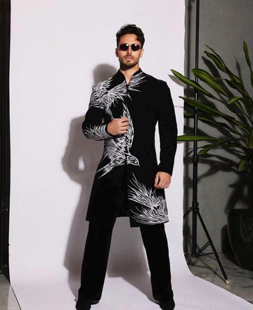 Men's Black Tiger Shroff Inspired Viral Designer Sherwani Set