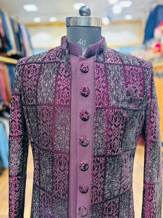 Golden angrakha style sherwani with pants
