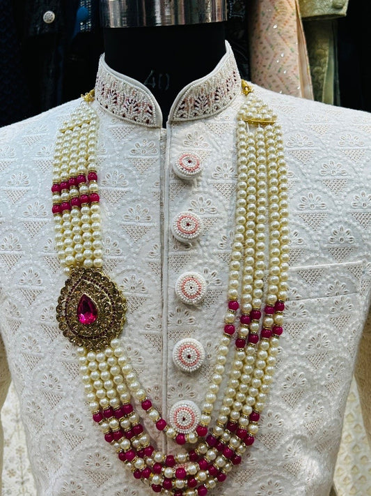 Cream coloured silk wedding sherwani