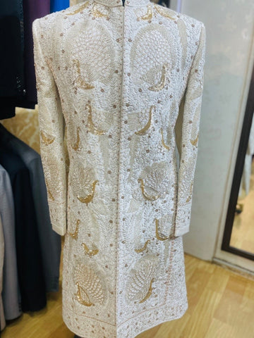 Ivory heavy hand embroidered sherwani