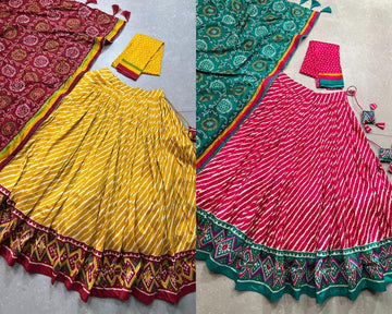 Ninos Girls Printed Angrakha Gotta Patti Pure Cotton Kurta With Sharara & Dupatta