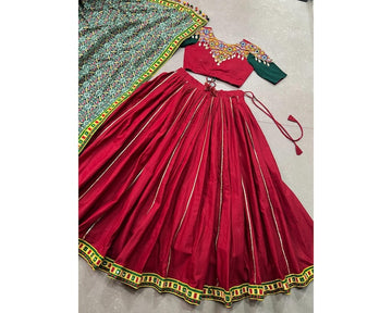 Charming Red  Bandhani Printed Silk Traditional Gown