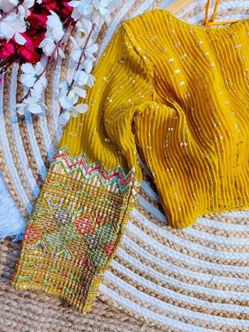 Multicolor Crush embroidery work blouse